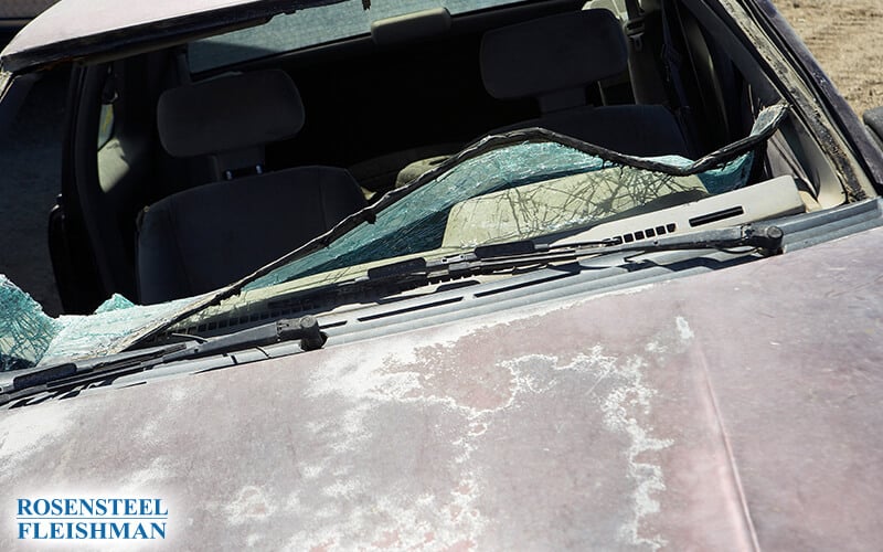 Bad Car Accident with a Broken Windshield