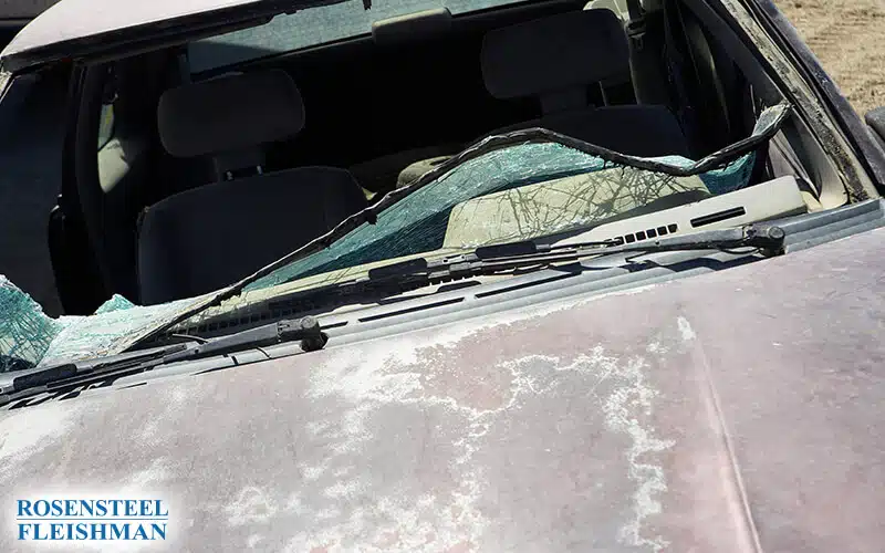 Bad Car Accident with a Broken Windshield