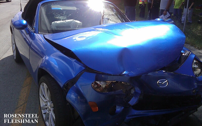 Blue Car Involved in an Accident