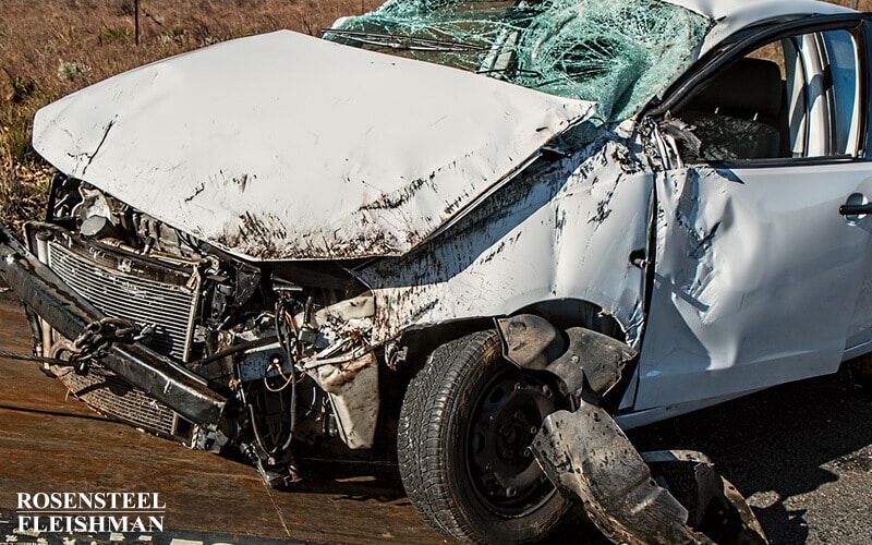 Totaled Car After a Speeding Accident