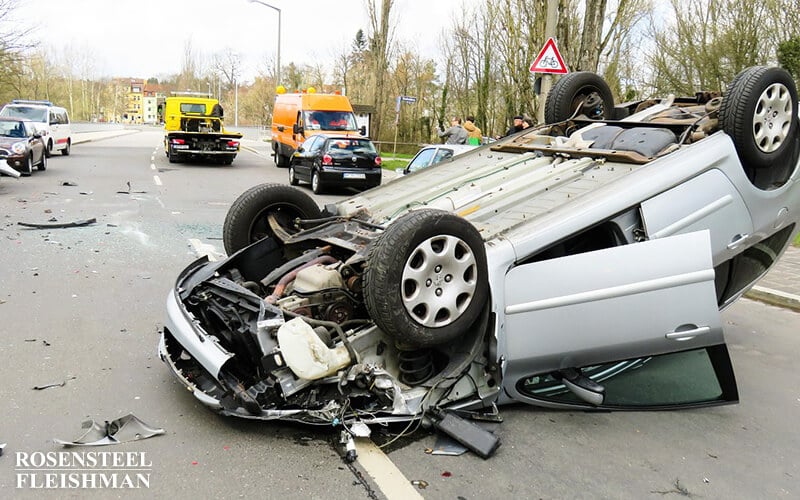 Car Flipped on its Roof After a Car Accident