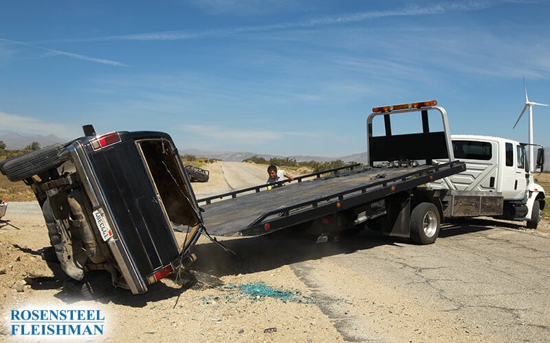 Truck Towed After Accident